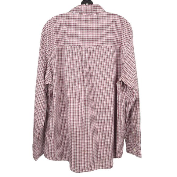 Chaps Long Sleeve Button Up Shirt Mens Size XL Red Plaid Check Easy Care - Picture 2 of 6